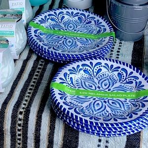Blue and White Paisley 4pk Salad Plates - Damask, Bohemian , Floral